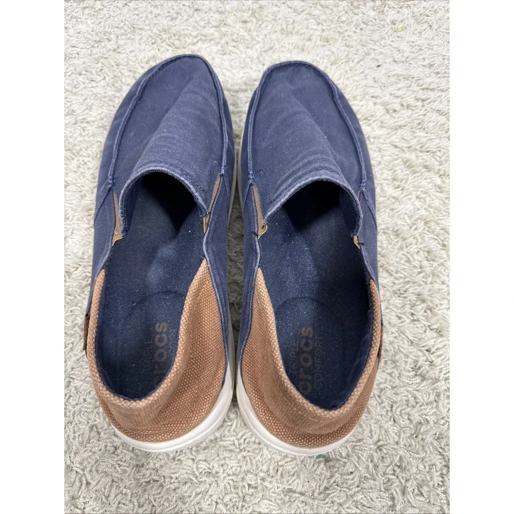 Crocs Mens Triple Comfort Navy Slip On Loafers Water Boat Shoes Size 15M Beach